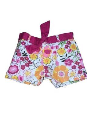 Toddler Girls Floral Print Shorts Size 3T With Pink Bow